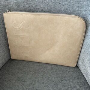 BEIS Vegan Leather Laptop Pouch in Beige